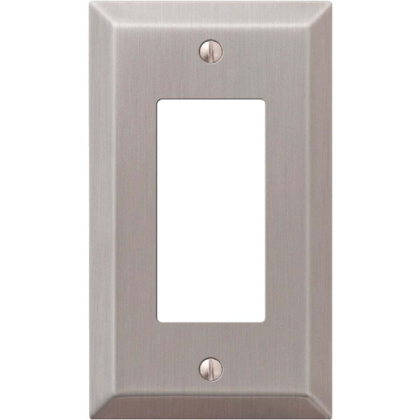 Amerelle 1-Gang Stamped Steel Rocker Decorator Wall Plate, Brushed Nickel 163RBN