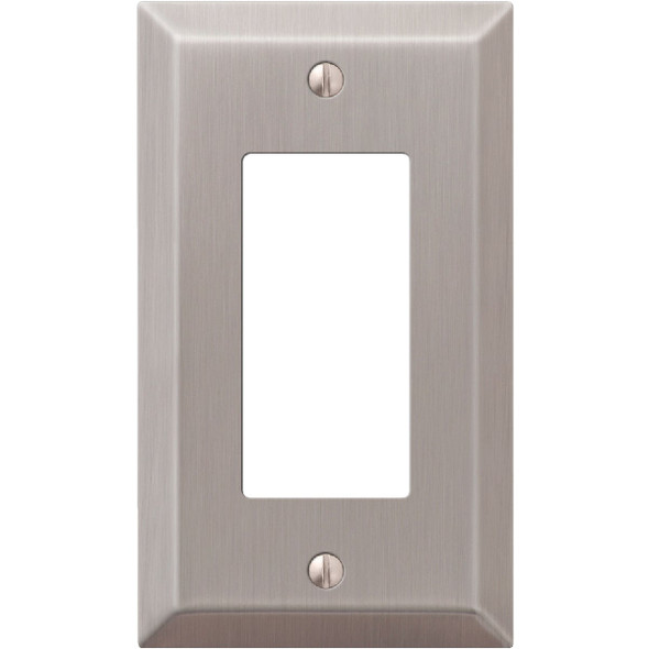 Amerelle 1-Gang Stamped Steel Rocker Decorator Wall Plate, Brushed Nickel 163RBN