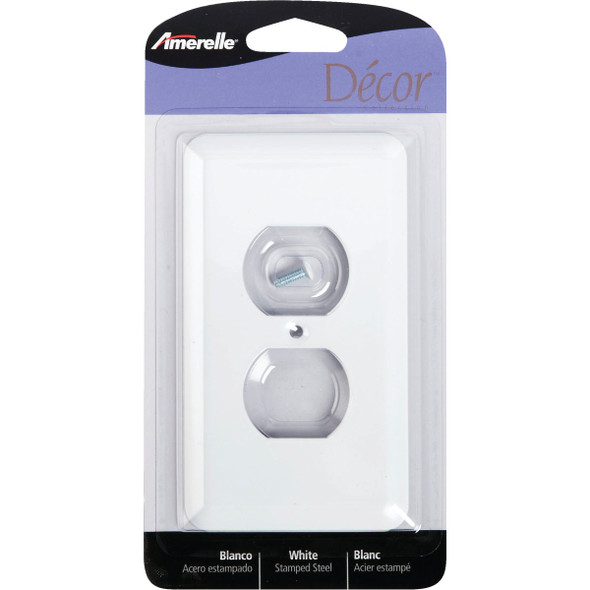 Amerelle 1-Gang Stamped Steel Outlet Wall Plate, White 935DW