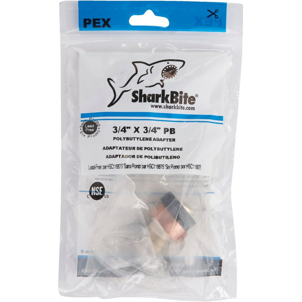 SharkBite Crimp Transition Low Lead 3-4 In. Polybutylene, Brass PEX Coupling UC4016LFA 461618