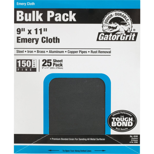 Gator Blade 9 In. W x 11 In. L 150 Grit Emery Cloth (25-pack) 4245