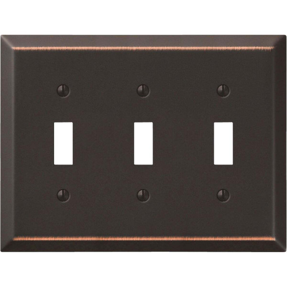 Amerelle 3-Gang Stamped Steel Toggle Switch Wall Plate, Aged Bronze 163TTTDB
