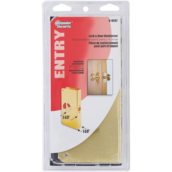 Defender Security 1-3-8 In. x 2-3-8 In. Brass Door Reinforcer U 9547 206466