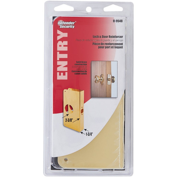 Defender Security 1-3-4 In. x 2-3-8 In. Brass Door Reinforcer U 9548 206474