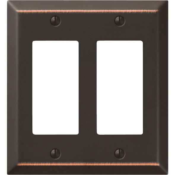 Amerelle 2-Gang Stamped Steel Rocker Decorator Wall Plate, Aged Bronze 163RRDB