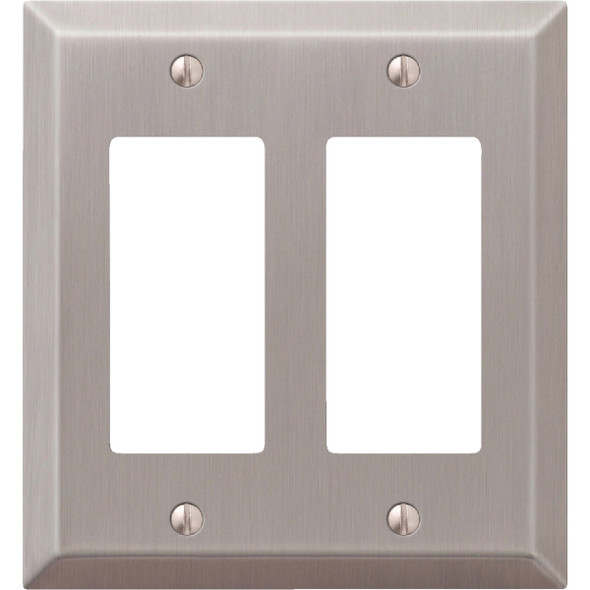Amerelle 2-Gang Stamped Steel Rocker Decorator Wall Plate, Brushed Nickel Amerelle 2-Gang Stamped Steel Rocker Decorator Wall Plate, Brushed Nickel