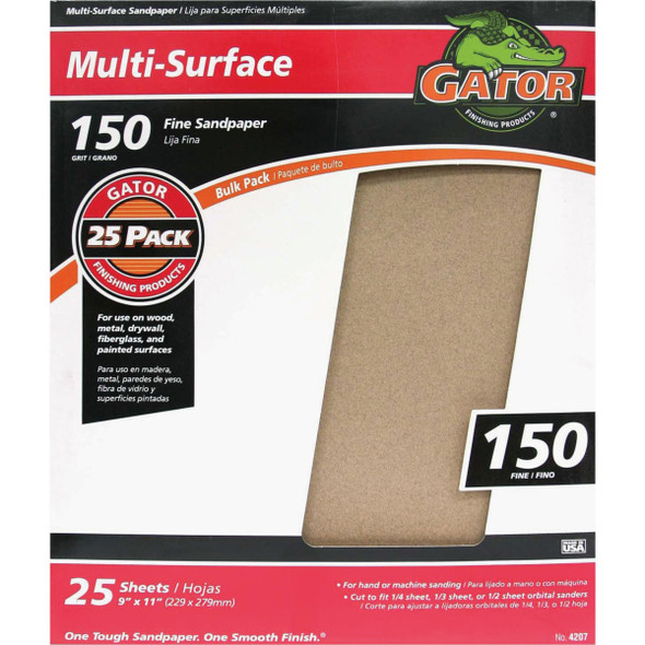 Gator Blade Multi-Surface 9 In. x 11 In. 150 Grit Fine Sandpaper (25-Pack) 4207