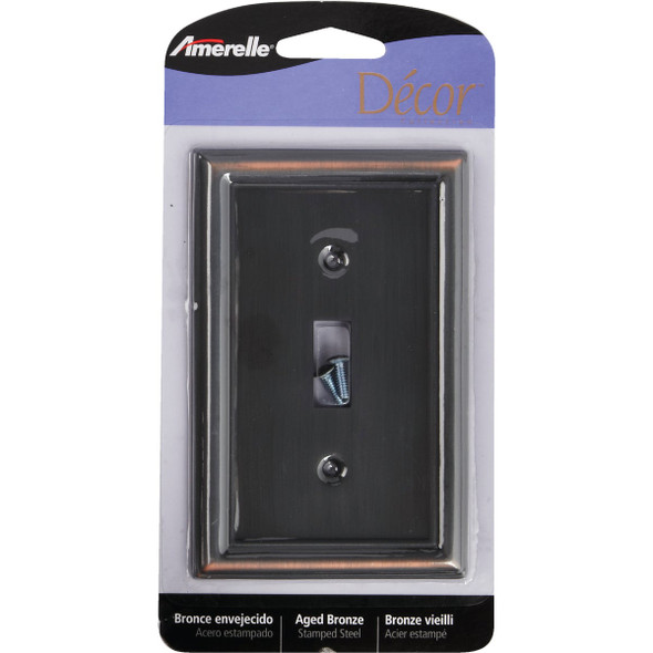 Amerelle Chelsea 1-Gang Stamped Steel Toggle Switch Wall Plate, Aged Bronze 149TDB 500231