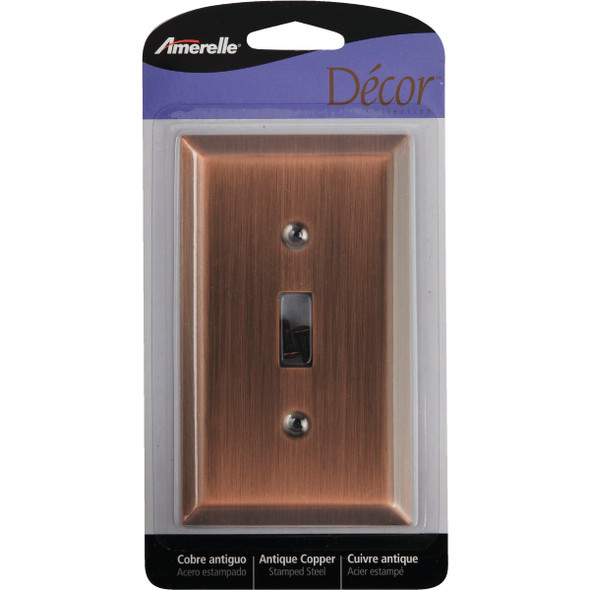 Amerelle 1-Gang Stamped Steel Toggle Switch Wall Plate, Antique Copper 163TAC