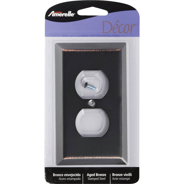 Amerelle 1-Gang Stamped Steel Outlet Wall Plate, Aged Bronze 163DDB 526309