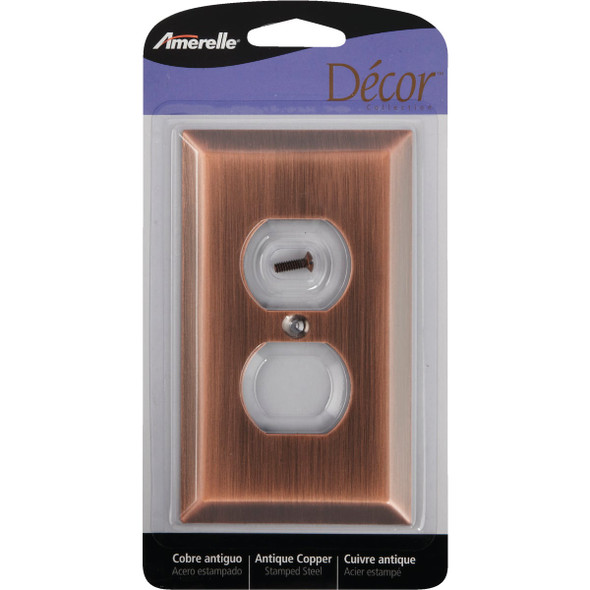 Amerelle 1-Gang Stamped Steel Outlet Wall Plate, Antique Copper 163DAC