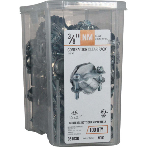 Halex 3/8 In. Die Cast-Zinc Clamp 10/3 Wire Size Box Connector (100-Pack) 05103B