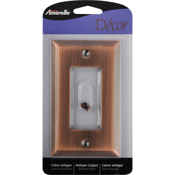 Amerelle 1-Gang Stamped Steel Rocker Decorator Wall Plate, Antique Copper 163RAC