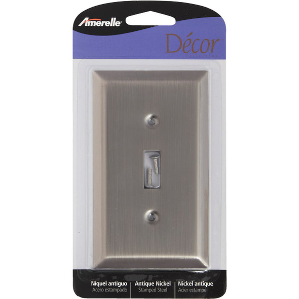 Amerelle 1-Gang Stamped Steel Toggle Switch Wall Plate, Antique Nickel 163TAN
