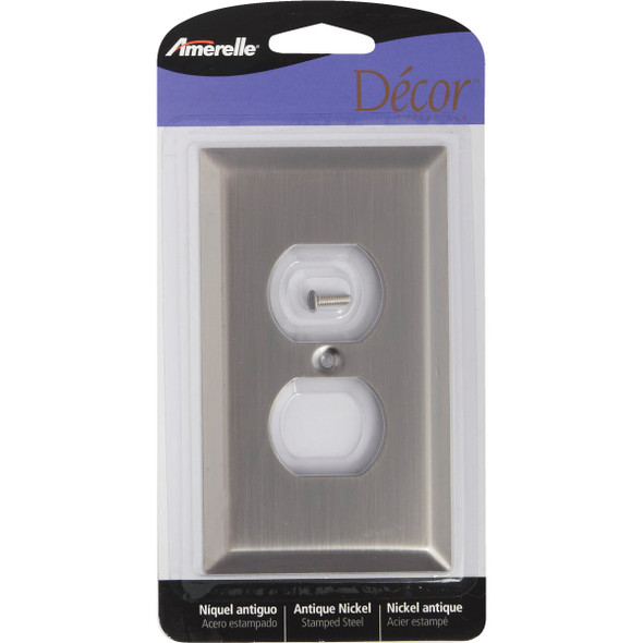 Amerelle 1-Gang Stamped Steel Outlet Wall Plate, Antique Nickel 163DAN Amerelle 1-Gang Stamped Steel Outlet Wall Plate, Antique Nickel 163DAN