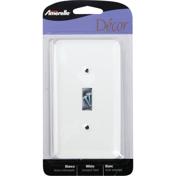 Amerelle 1-Gang Stamped Steel Toggle Switch Wall Plate, White 935TW