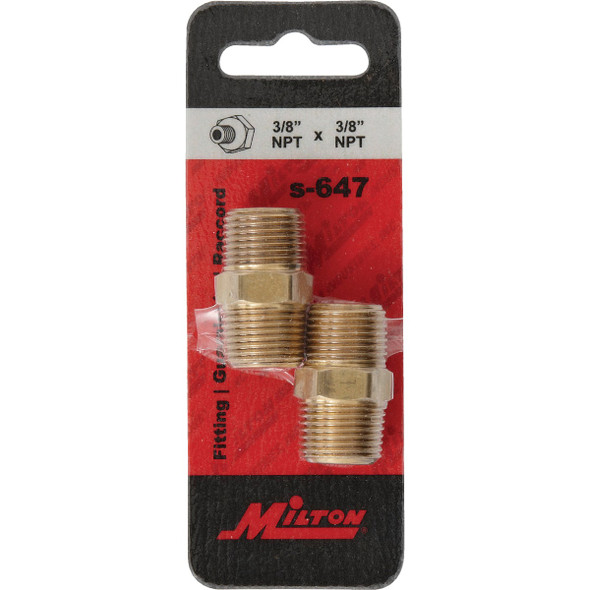 Milton Hex 3-8 In. NPT Brass Hex Nipple Coupler S-647 570266