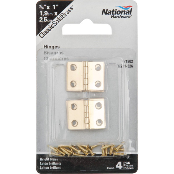 National Hardware 3-4 In. x 1 In. Brass Medium Decorative Hinge (2-Pack) N211-326 215859
