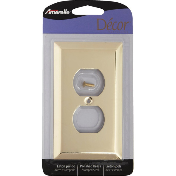 Amerelle 1-Gang Stamped Steel Outlet Wall Plate, Polished Brass 163DBR 507768