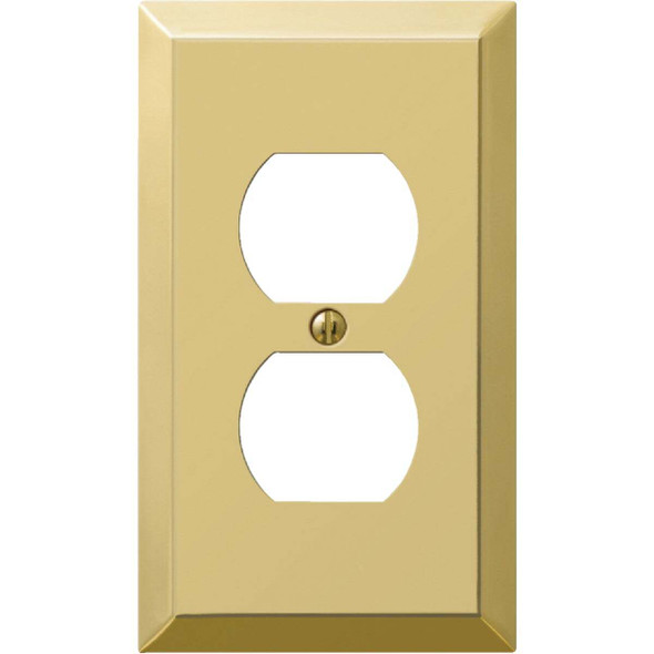 Amerelle 1-Gang Stamped Steel Outlet Wall Plate, Polished Brass 163DBR
