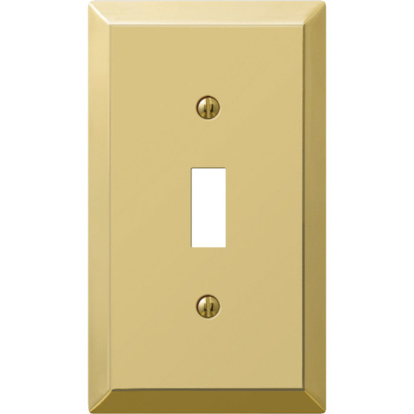 Amerelle 1-Gang Stamped Steel Toggle Switch Wall Plate, Polished Brass 163TBR Amerelle 1-Gang Stamped Steel Toggle Switch Wall Plate, Polished Brass 163TBR