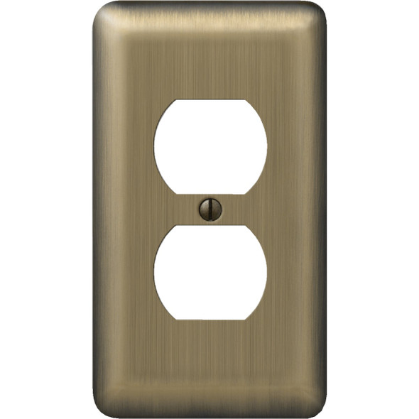 Amerelle 1-Gang Stamped Steel Outlet Wall Plate, Brushed Brass 154D