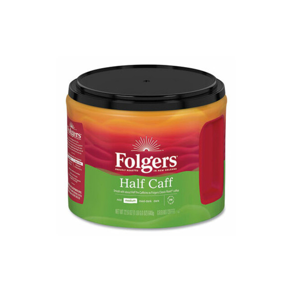 Folgers® Half Caff Ground Coffee, 22.6 oz Canister, 6/Carton 2550030444