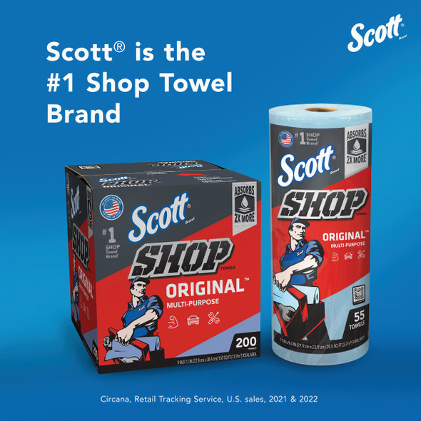 Scott 11 In. W x 9.4 In. L Disposable Original Shop Towel, (2-Roll/110-Sheets)
