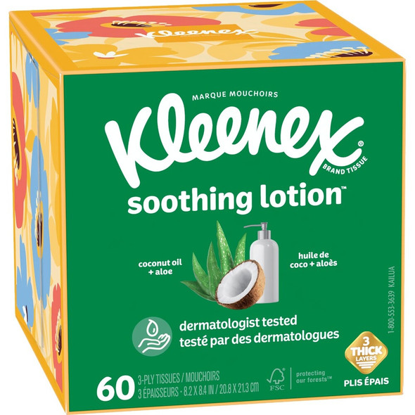 Kleenex Soothing Lotion 60 Count 3-Ply Facial Tissues\nCube Box 54271 Pack of 27 600162