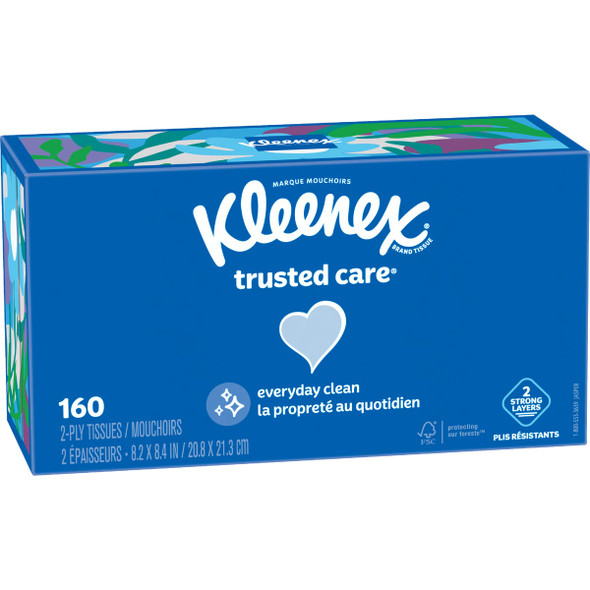Kleenex Trusted Care 160 Count 2-Ply White Facial Tissue 54266 Pack of 24 600541