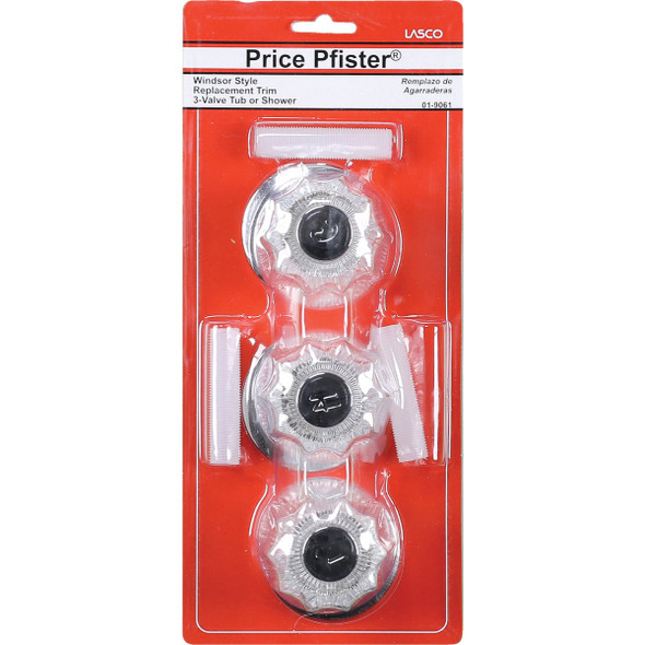Lasco Price Pfister 3-Valve Round Clear Tub & Shower Handle Kit 01-9061 403193