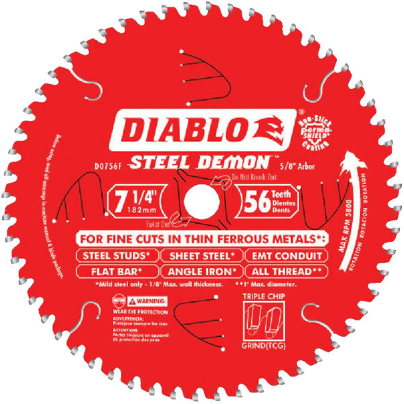 Diablo Steel Demon 7-1/4 In. 56-Tooth Thin Metal Circular Saw Blade D0756F