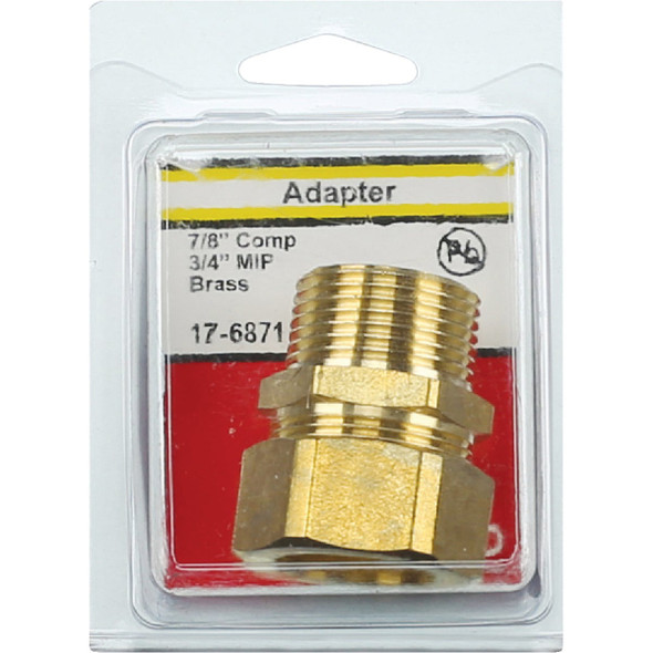 Lasco 7/8 In. C x 3/4 In. MPT Brass Compression Adapter Lasco 7/8 In. C x 3/4 In. MPT Brass Compression Adapter