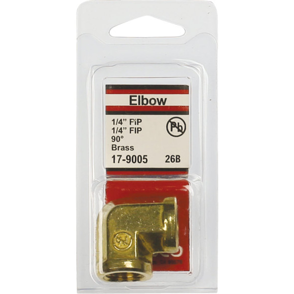 Lasco 1/4 In. FPT X 1/4 In. FPT 90 Deg. Brass Elbow (1/4 Bend) Lasco 1/4 In. FPT X 1/4 In. FPT 90 Deg. Brass Elbow (1/4 Bend)