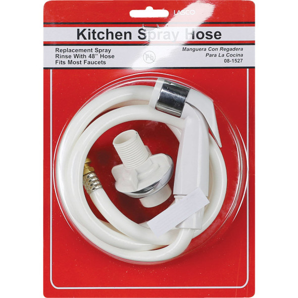 Lasco 48 In. White Spray Head with Hose Sprayer