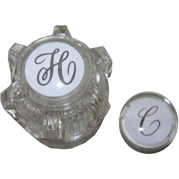 Lasco Moen Round with Hot & Cold Buttons Clear Tub & Shower Handle Kit HC-246