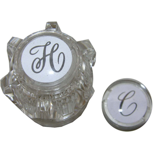 Lasco Moen Round with Hot & Cold Buttons Clear Tub & Shower Handle Kit HC-246