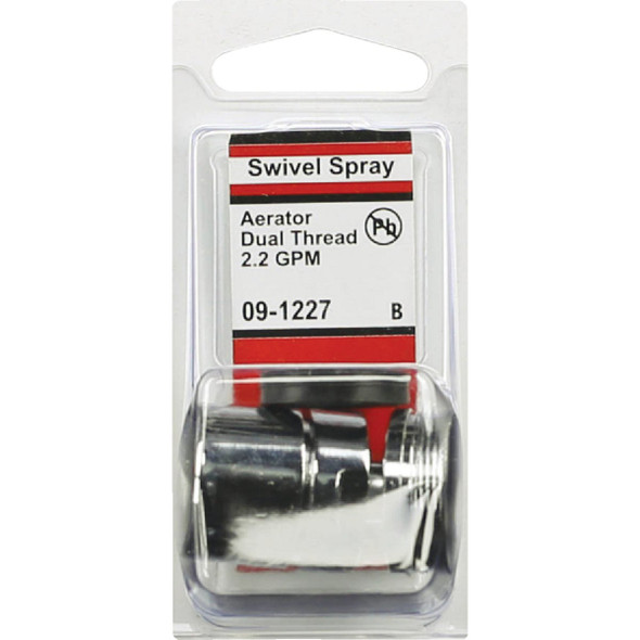 Lasco 2.2 GPM Dual Thread Swivel Spray Aerator, Chrome-Plated 09-1227 403858