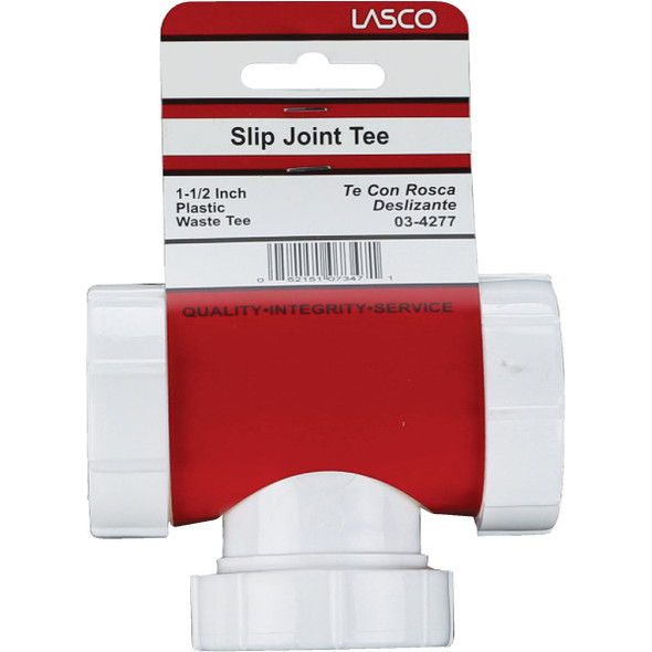 Lasco 1-1/2 In. OD White Plastic Tee Lasco 1-1/2 In. OD White Plastic Tee