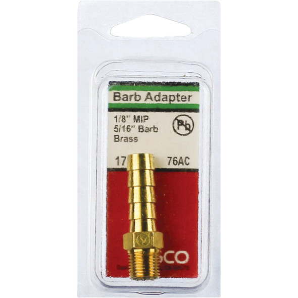 Lasco 1/8 In. MPT x 5/16 In. Brass Hose Barb Adapter Lasco 1/8 In. MPT x 5/16 In. Brass Hose Barb Adapter