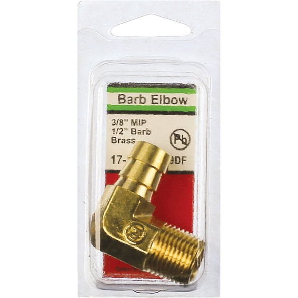 Lasco 3-8 In. MPT x 1-2 In. Hose Barbed 90 Deg. Brass Elbow (1-4 Bend) 17-7915 402573