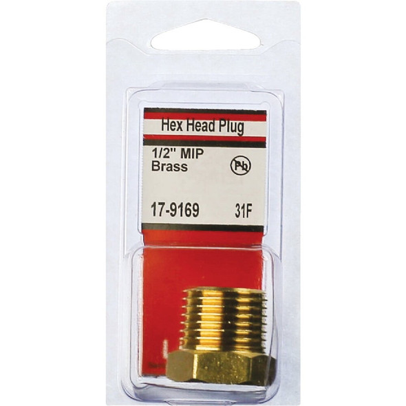 Lasco 1-2 In. MPT Brass Hex Head Plug 17-9169 402846