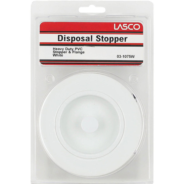Lasco White PVC Disposer Flange and Stopper 03-1075W 401975