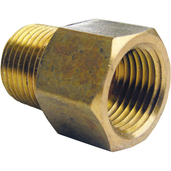 Lasco 3/8 In. FPT x 3/8 In. MPT Brass Adapter 17-8531 Lasco 3/8 In. FPT x 3/8 In. MPT Brass Adapter 17-8531