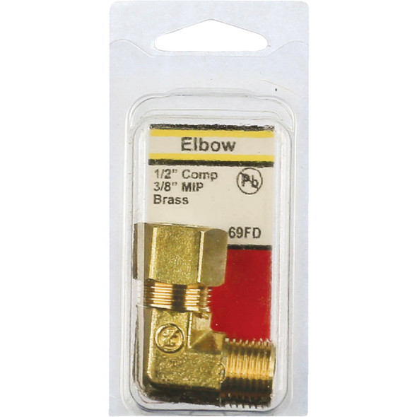 Lasco 1-2 C x 3-8 In. MPT 90 Deg. Compression Brass Elbow (1-4 Bend) 17-6947 402965