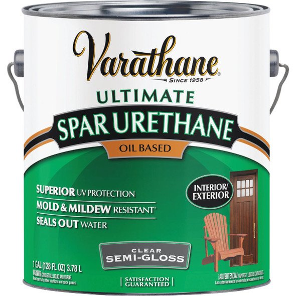Varathane Semi-Gloss Clear Exterior Low VOC Spar Urethane, 1 Gal. 242185 786261