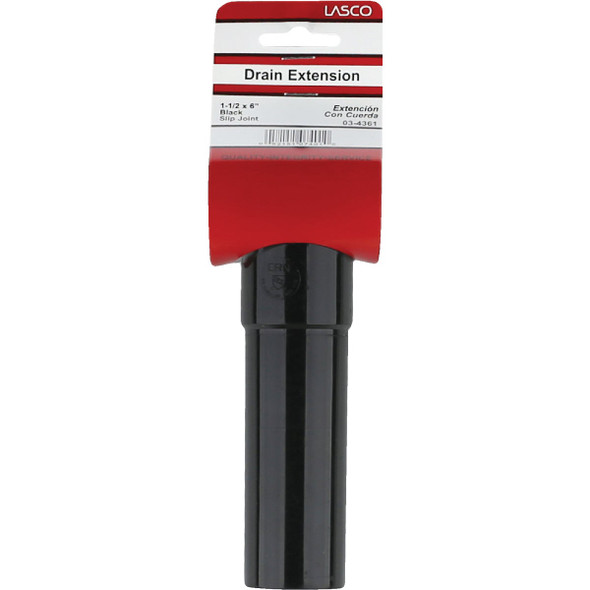 Lasco 1-1-2 In. OD x 6 In. L Black Plastic Extension Tube 03-4361 402137