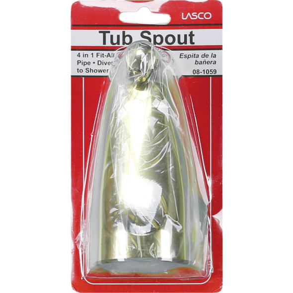 Lasco 4-Way Polished Brass Bathtub Spout with Diverter Lasco 4-Way Polished Brass Bathtub Spout with Diverter