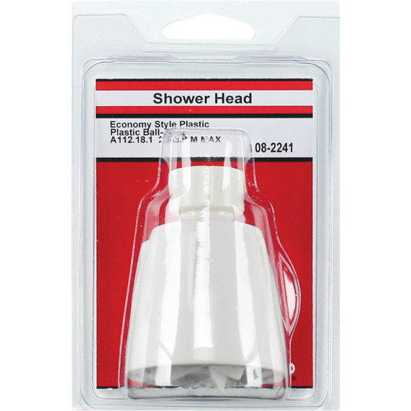 Lasco 1-Spray 2.5 GPM Fixed Shower Head, White 08-2241 404145