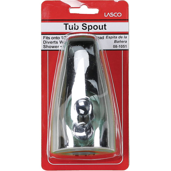Lasco 1/2 In. or 3/4 In. Chrome Bathtub Spout with Diverter Lasco 1/2 In. or 3/4 In. Chrome Bathtub Spout with Diverter
